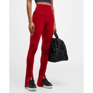 Norma Kamali Active Spat Velvet Leggings Tango Red Size Large